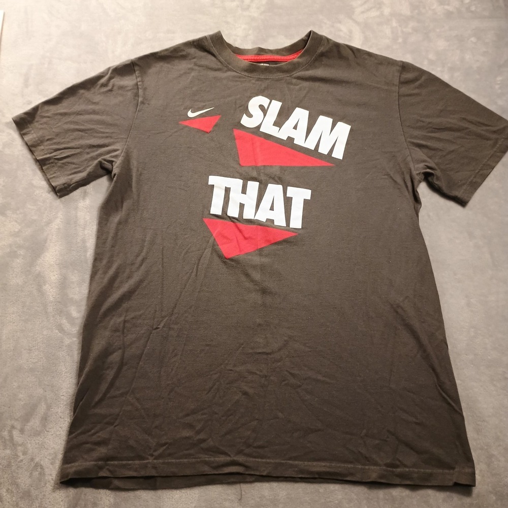 Nike Shirt Mens Large Gray SLAM THAT Slogan Graphic Tee Basketball‎ Sports